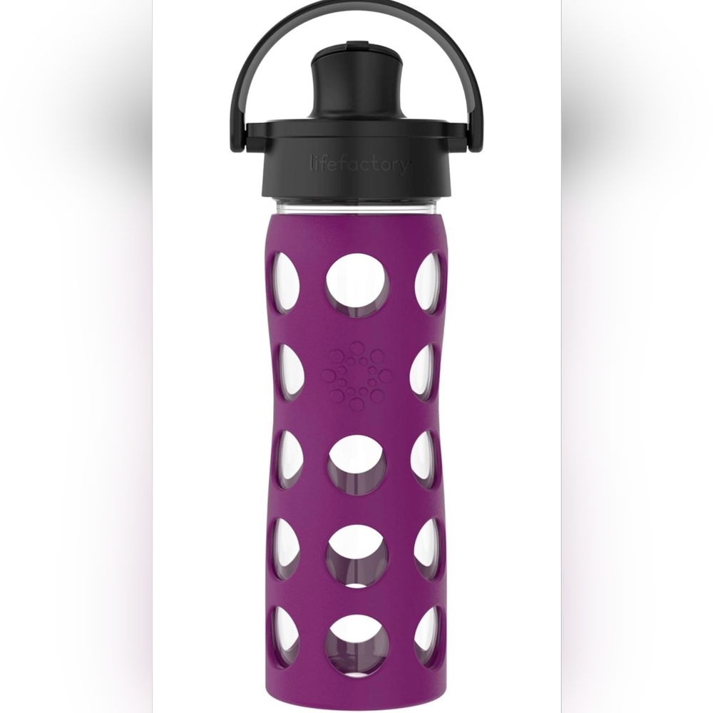 Life Factory Glass Water Bottle With Silicone Sleeve And Active Flip Cap